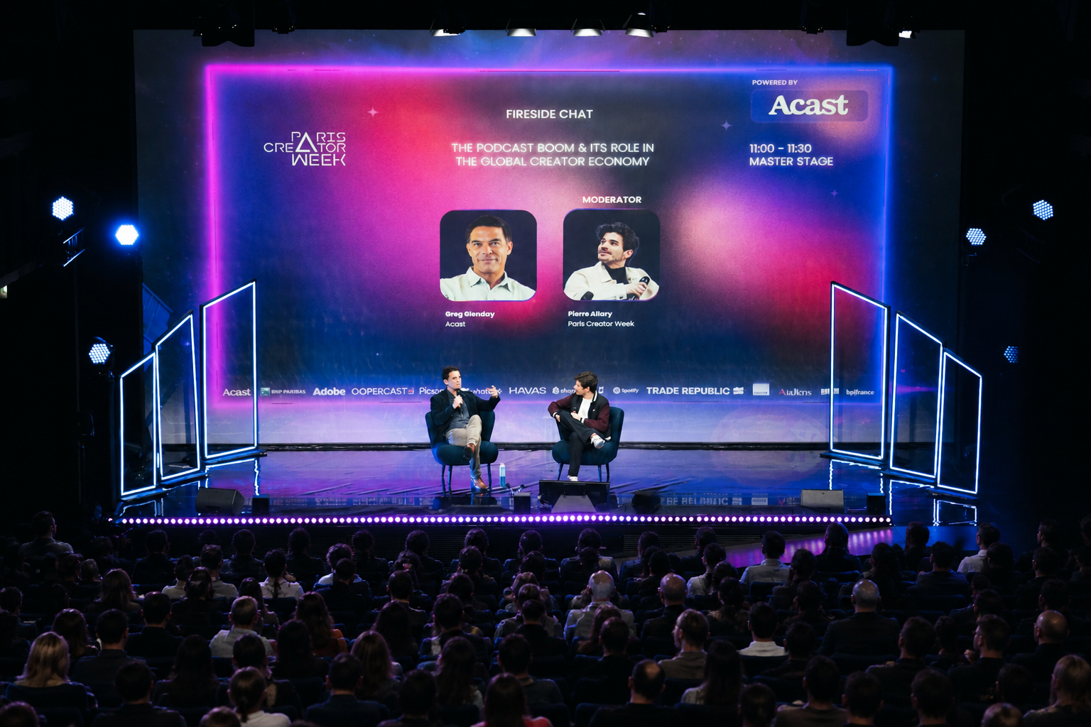 Greg Glenday (Acast) fireside chat on stage